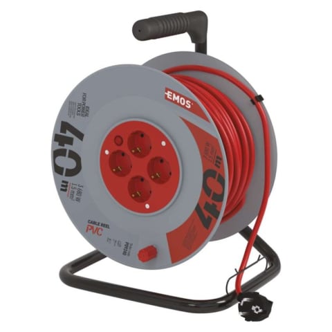Cable reels and garden extension cords - PVC Extension Cord Reel– 4 sockets, 40m, 1,5mm2 SCHUKO