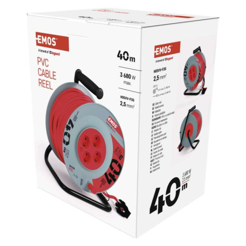 PVC Extension Cord Reel– 4 sockets, 40m, 2,5mm2 SCHUKO [2]