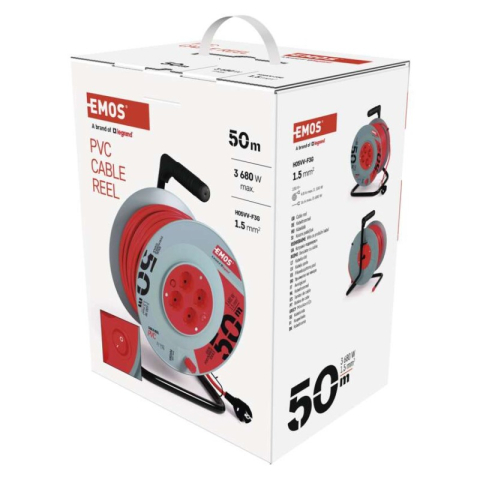 PVC Extension Cord Reel– 4 sockets, 50m, 1,5mm2 SCHUKO [2]