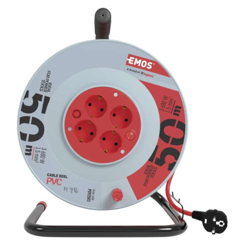 PVC Extension Cord Reel– 4 sockets, 50m, 1,5mm2 SCHUKO [1]