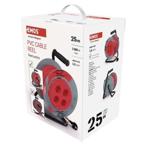 PVC Extension Cord Reel,fixed core,4 sockets,25m,1,5mm2 SCH. [2]