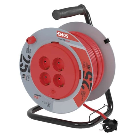 Cable reels and garden extension cords - PVC Extension Cord Reel,fixed core,4 sockets,25m,1,5mm2 SCH.