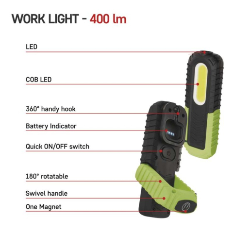 Rechargeable COB LED+LED Work Light, P4531, 400 lm, 2000 mAh [2]