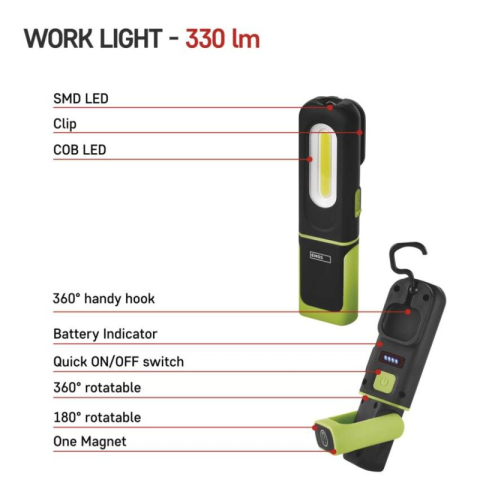 Rechargeable COB LED + SMD LED Work Light, P4537, 330 lm, 1200mAh [2]