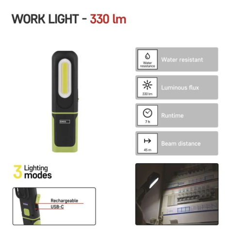Rechargeable COB LED + SMD LED Work Light, P4537, 330 lm, 1200mAh [1]