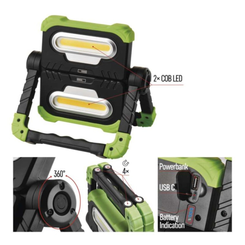 Rechargeable COB LED Work Floodlight P4536, 2000 lm, 8000 mA [2]