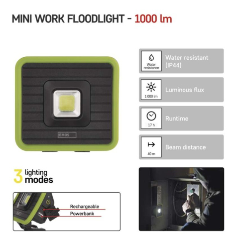 Rechargeable LED Work Floodlight P4539, 1000 lm [1]