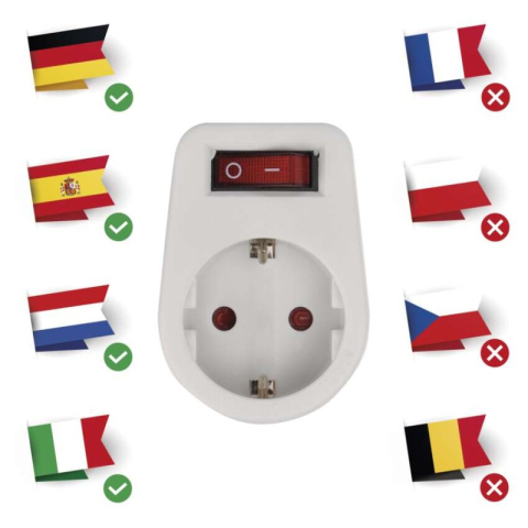 Round Socket SCHUKO white + switch [2]