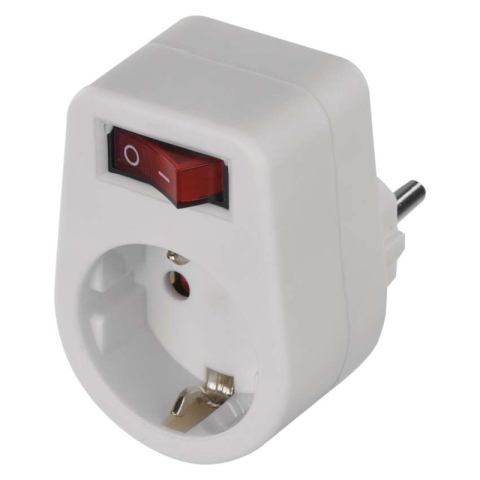Plugs, sockets - Round Socket SCHUKO white + switch