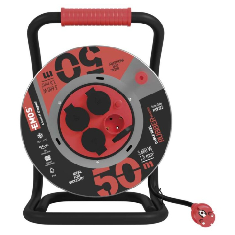 Rubber Extension Cord Metal Reel 50m 4 sockets 1,5mm [1]