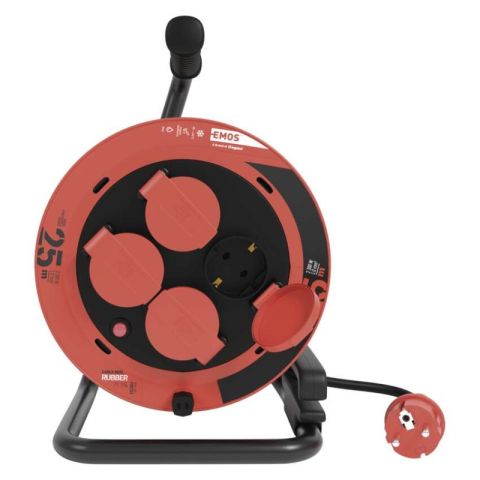 Rubber Extension Cord Reel – 4 sockets, 25m, 1,0mm2 [2]