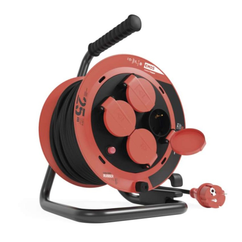 Cable reels and garden extension cords - Rubber Extension Cord Reel – 4 sockets, 25m, 1,0mm2