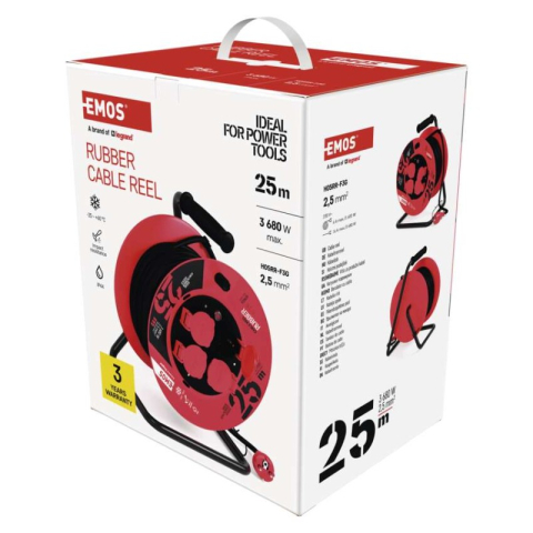 Rubber Extension Cord Reel – 4 sockets, 25m, 2,5mm2 [2]