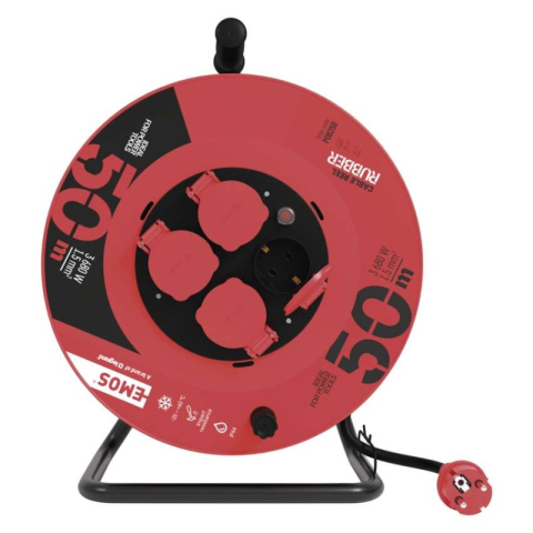 Rubber Extension Cord Reel – 4 sockets, 50m, 1,5mm2 [1]