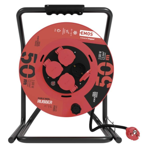 Rubber Extension Cord Reel – 4 sockets, 50m, 2,5mm2 [1]