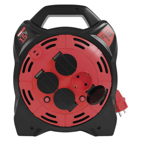 Rubber Extension Cord Reel with LED light - 4 sockets, 15m, 1,5mm2 [1]