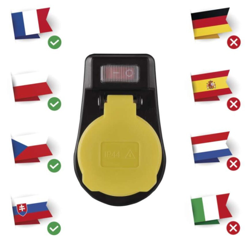 Socket with switch, IP44, black [2]