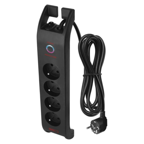 Emos - Surge Protector 1800J – 4 sockets, 2m, black
