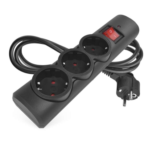 Emos - Surge protector – 3 sockets, 1.5 m, black