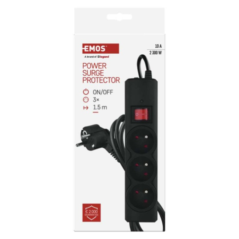 Surge protector – 3 sockets, 1.5 m, black [2]