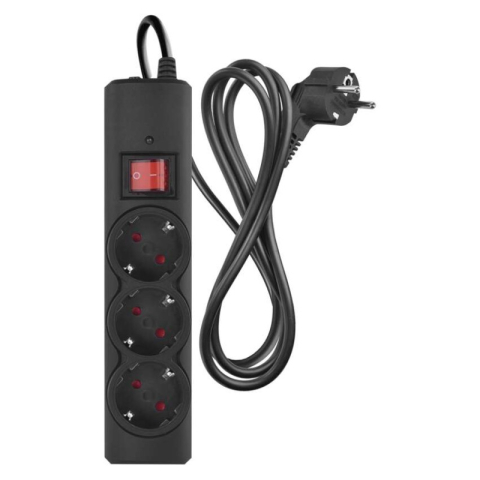 Surge protector – 3 sockets, 1.5 m, black [1]