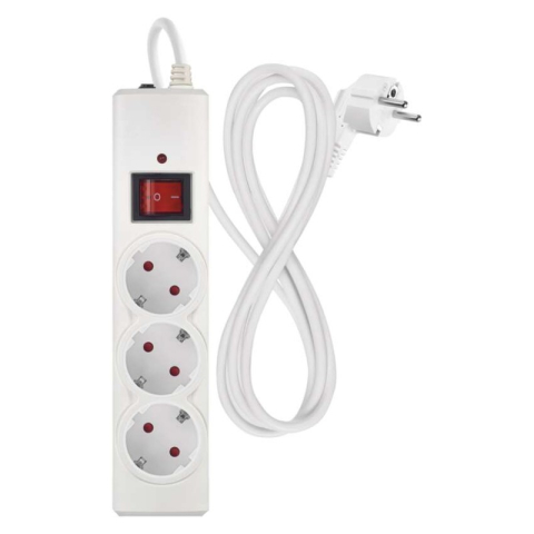 Surge protector – 3 sockets, 1,5m, white [1]