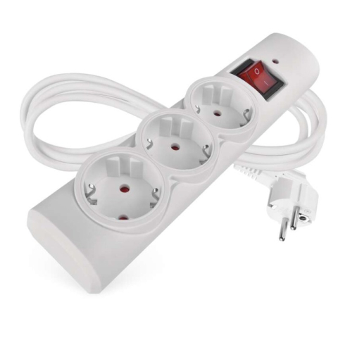 Emos - Surge protector – 3 sockets, 1,5m, white