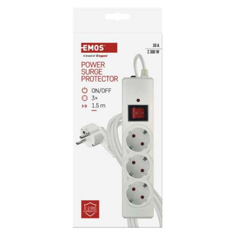 Surge protector – 3 sockets, 1,5m, white [2]