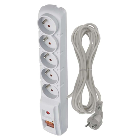 Emos - Surge Protector – 5 sockets, 5m, grey