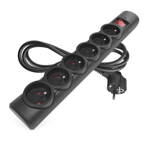 Emos - Surge protector – 6 sockets, 1.5 m, black