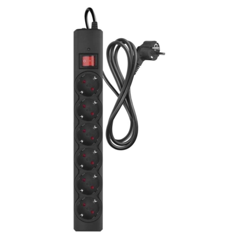 Surge protector – 6 sockets, 1.5 m, black [1]