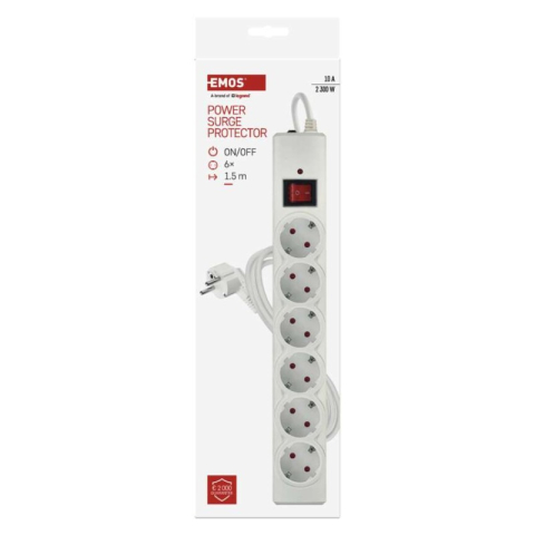 Surge protector – 6 sockets, 1.5 m, white [2]