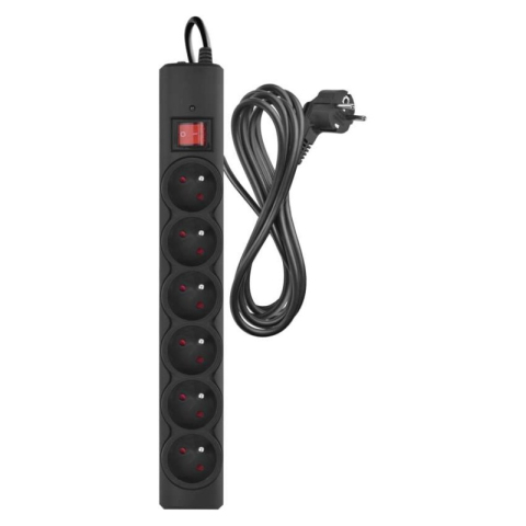 Surge protector – 6 sockets, 3 m, black [1]