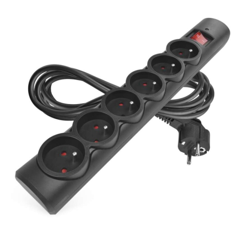 Emos - Surge protector – 6 sockets, 3 m, black