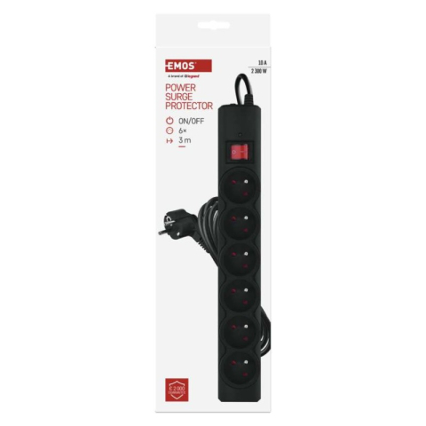 Surge protector – 6 sockets, 3 m, black [2]