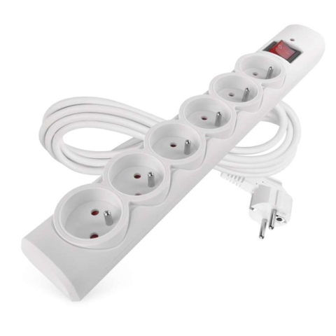 Emos - Surge protector – 6 sockets, 3 m, white