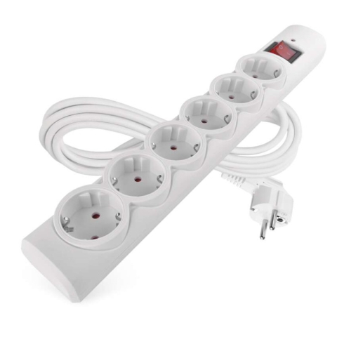 Emos - Surge protector – 6 sockets, 3 m, white