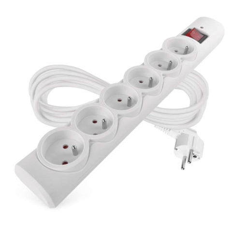 Emos - Surge protector – 6 sockets, 5 m, white