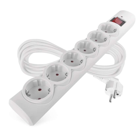Emos - Surge protector – 6 sockets, 5 m, white