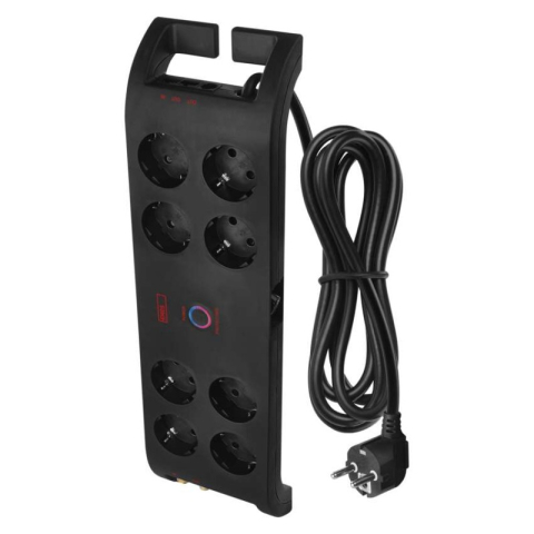 Surge protectors - Surge Protector EMOS SCHUKO – 8 sockets, 3m,black