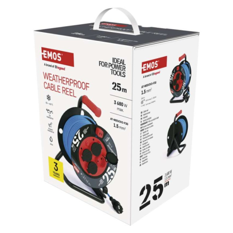 Weatherproof cable reel 25 m / 4 sockets / blue / PVC / 230 V / 1,5 mm2 [2]