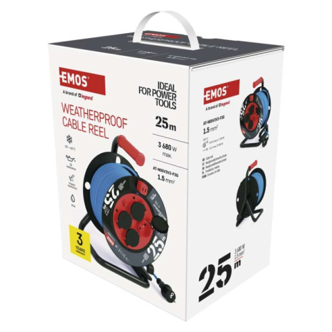 Weatherproof cable reel 25 m / 4 sockets / blue / PVC / 230 V / 1,5 mm2 [2]