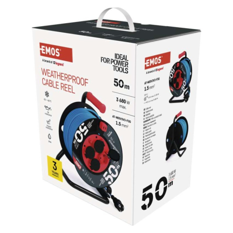 Weatherproof cable reel 50 m / 4 sockets / blue / PVC / 230 V / 1,5 mm2 [2]