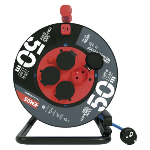 Weatherproof cable reel 50 m / 4 sockets / blue / PVC / 230 V / 1,5 mm2 [1]