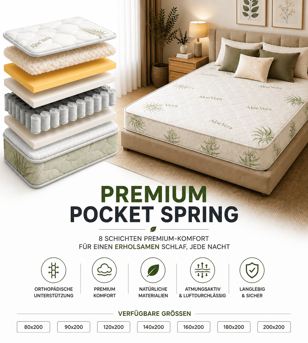 Premium-Taschenfederkernmatratze