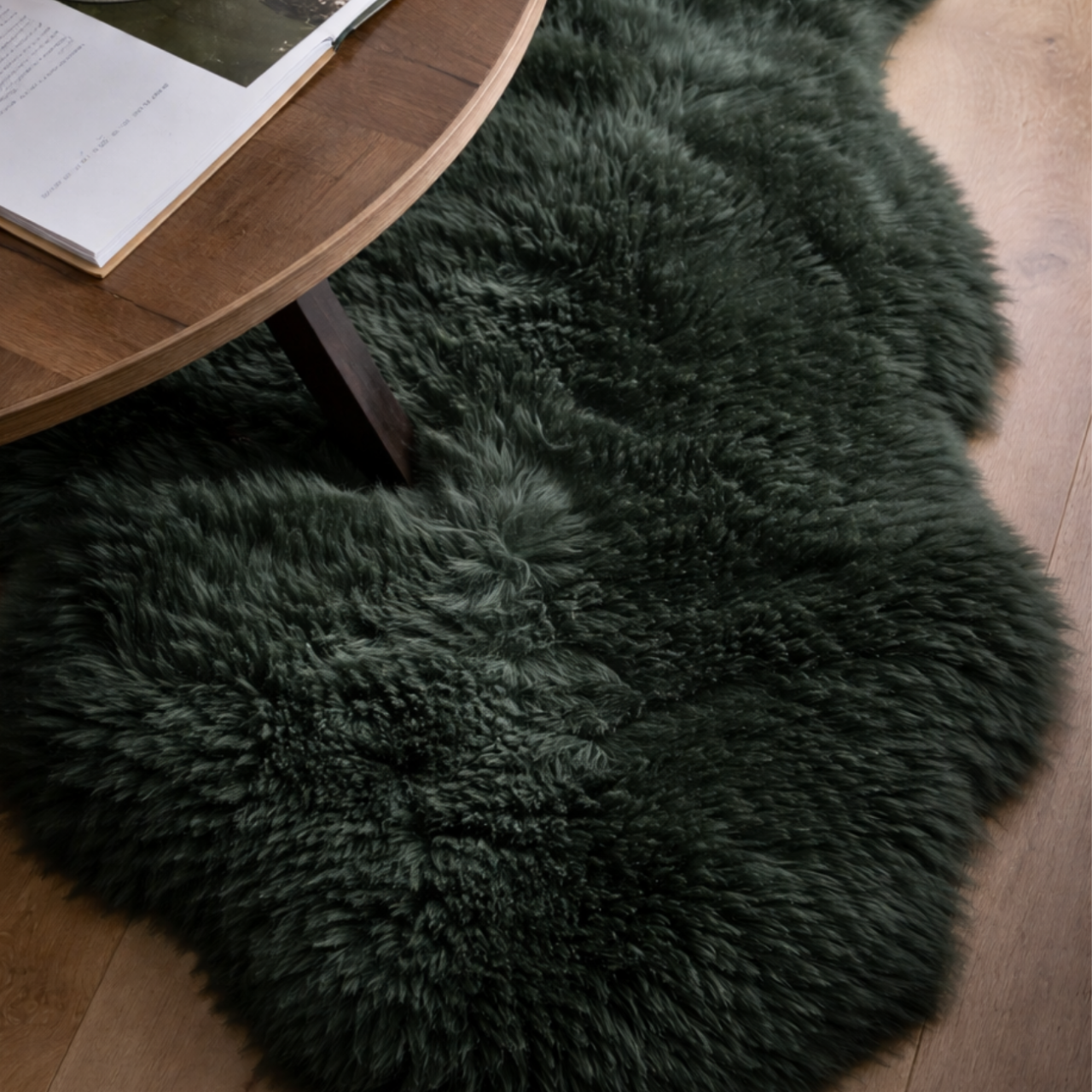 Blana naturala de oaie Noua Zeelanda, covor lux ultra moale, termoreglator, decor premium, Verde [2]