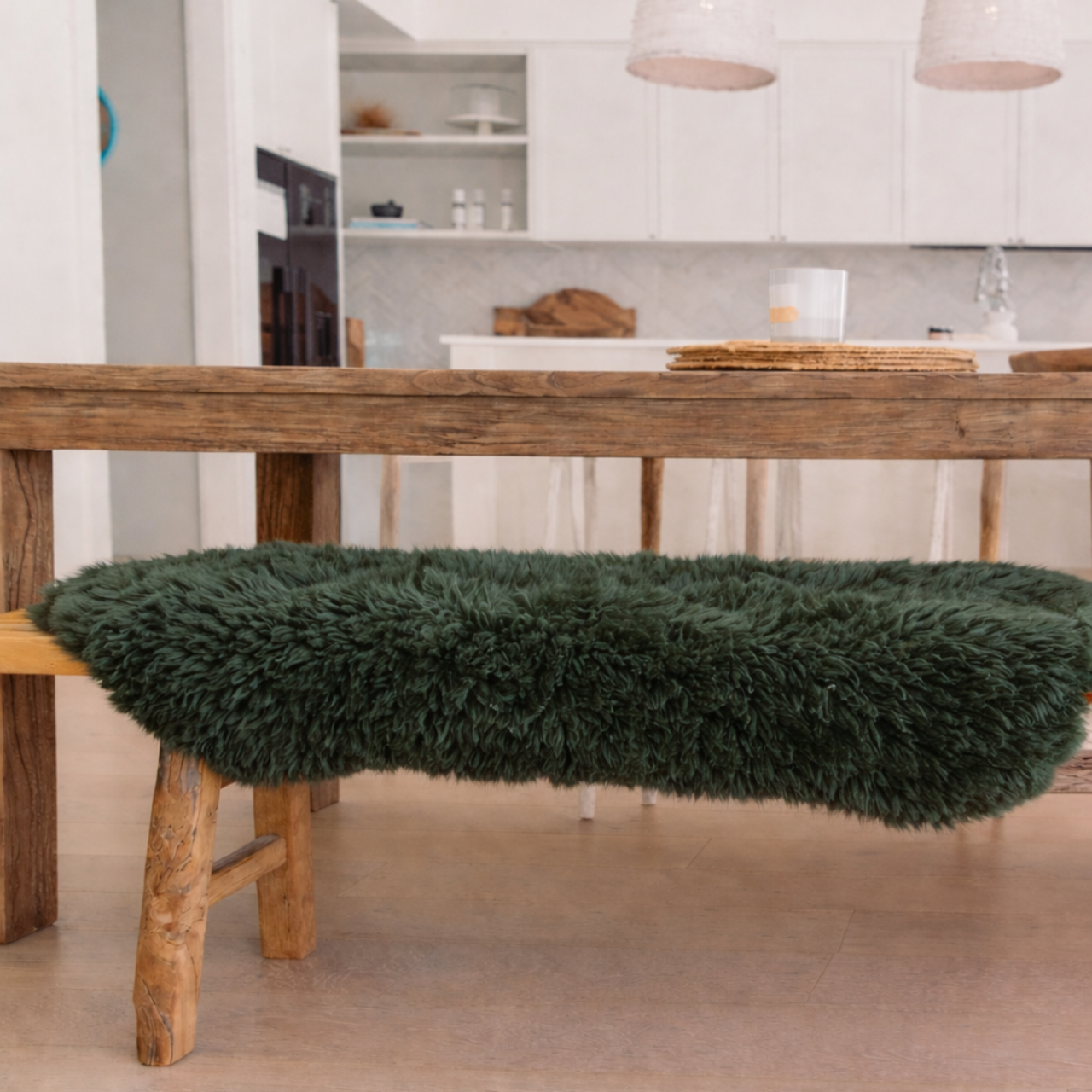 Blana naturala de oaie Noua Zeelanda, covor lux ultra moale, termoreglator, decor premium, Verde [4]