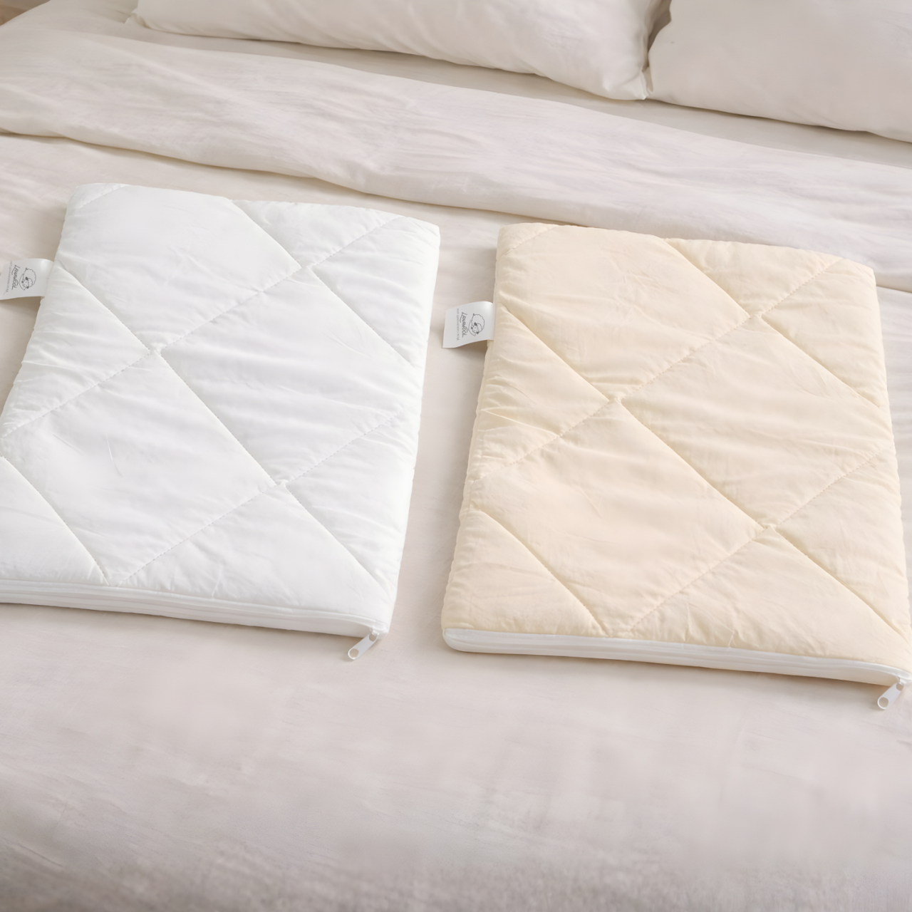 Husă de Pernă Matlasată Lână Merino 100% LanaWool | 50x70 cm | Exterior Bumbac OekoTex Clasa 1, Crem [4]