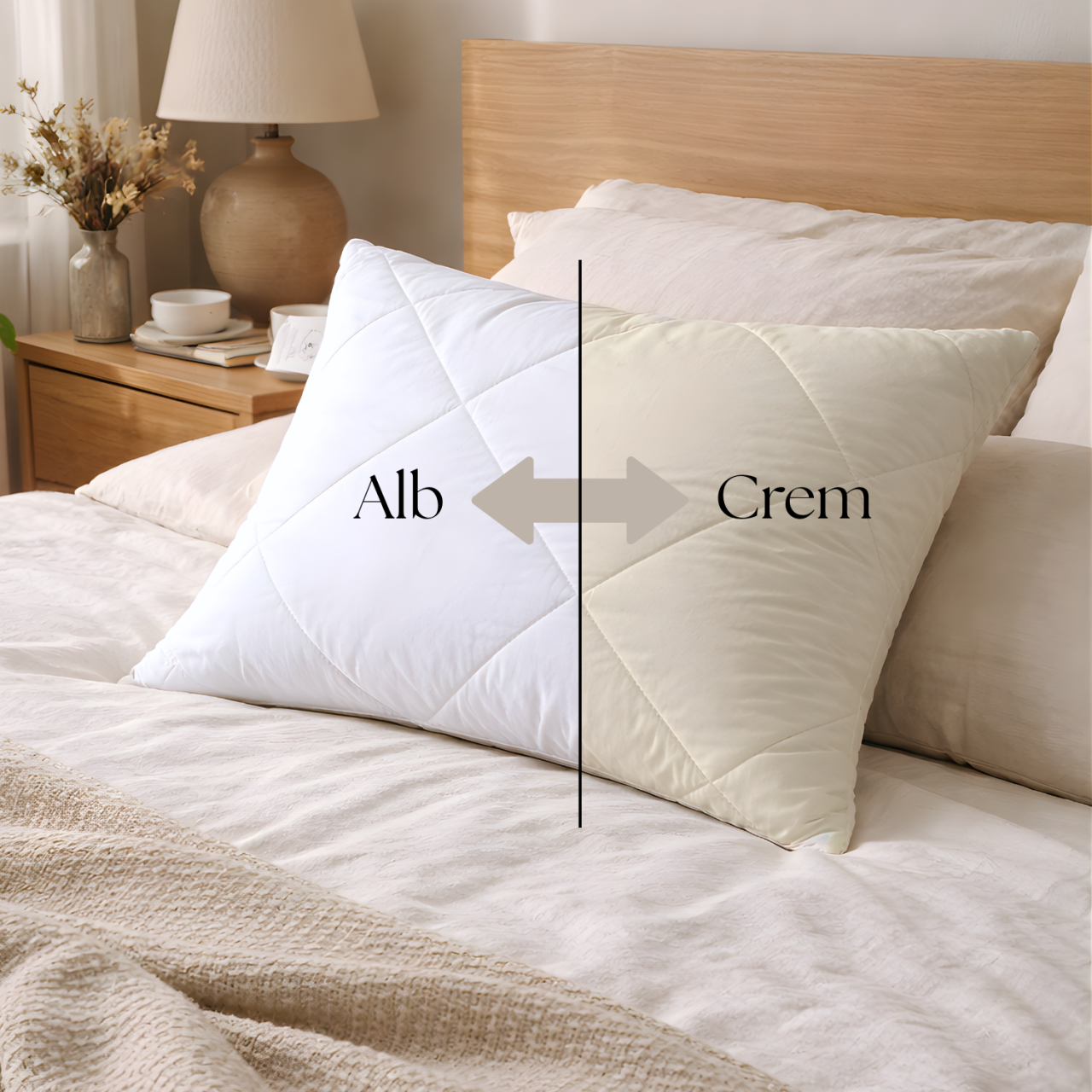 Husă de Pernă Matlasată Lână Merino 100% LanaWool | 50x70 cm | Exterior Bumbac OekoTex Clasa 1, Crem [6]