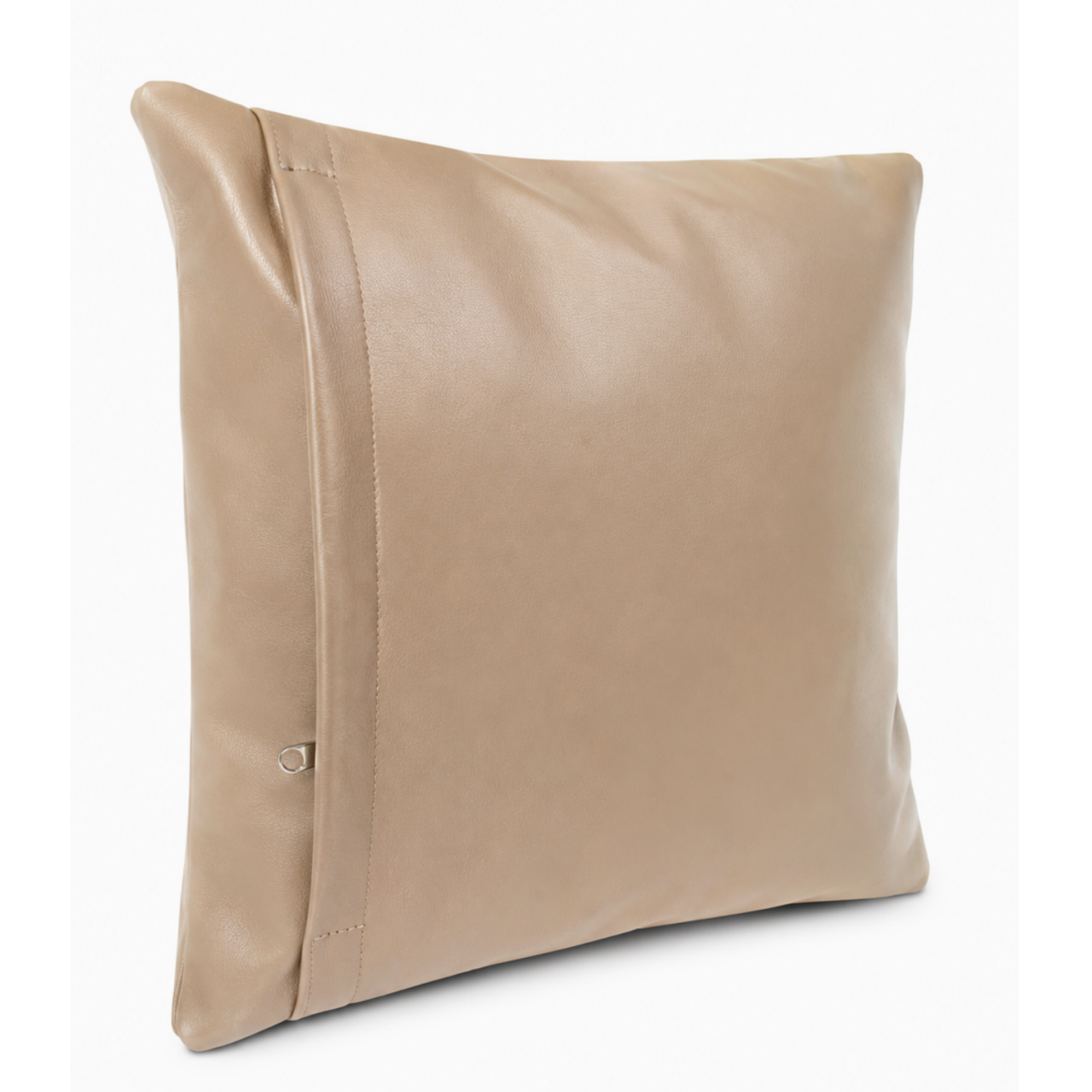 Decorative Cushion Aminea, with Genuine Leather Cover and 100% Merino Wool Filling, 40x40 cm, Zipper Closure,Cappuccino-Navy - Copie [2]